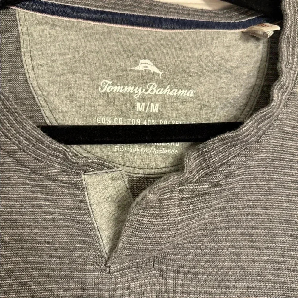 Tommy Bahama Tee Shirt Albany Stripe Abaco Charcoal Grey Medium M - Picture 4 of 7
